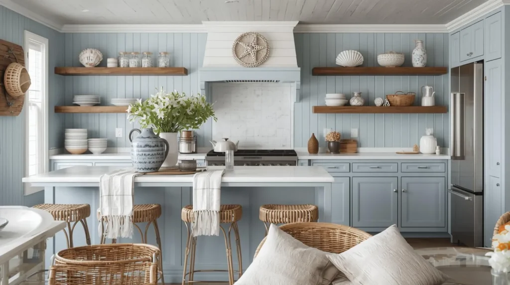 coastal cottage fusion with pale blue cabinets coastal cottage fusion with pale blue cabinets