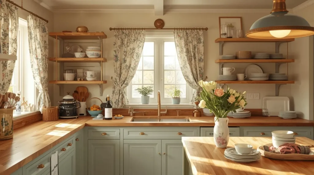 cottage charm with pale blue cabinets cottage charm with pale blue cabinets