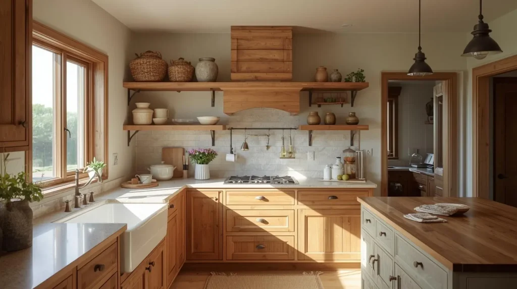 farmhouse warmth with medium wood cabinetry farmhouse warmth with medium wood cabinetry