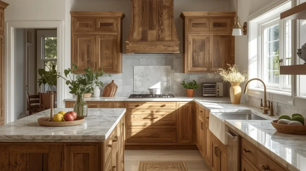 handcrafted charm with reclaimed wood cabinets