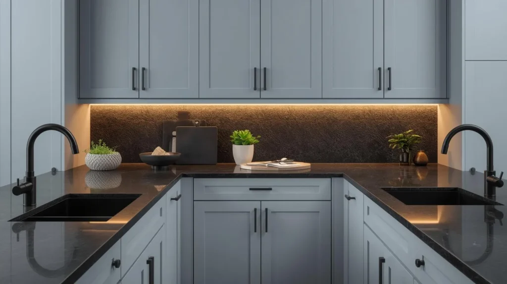 pale blue cabinets with dark countertop sophistication pale blue cabinets with dark countertop sophistication