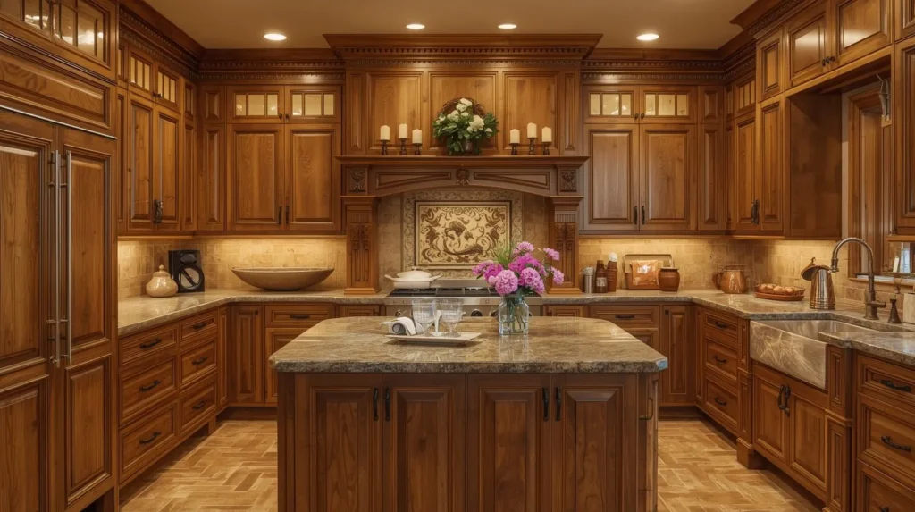 timeless craftsmanship with traditional rustic wood cabinets